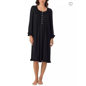 Eileen West Iconic Black Long Sleeve Long Nightgown Sleep Dress Size Large